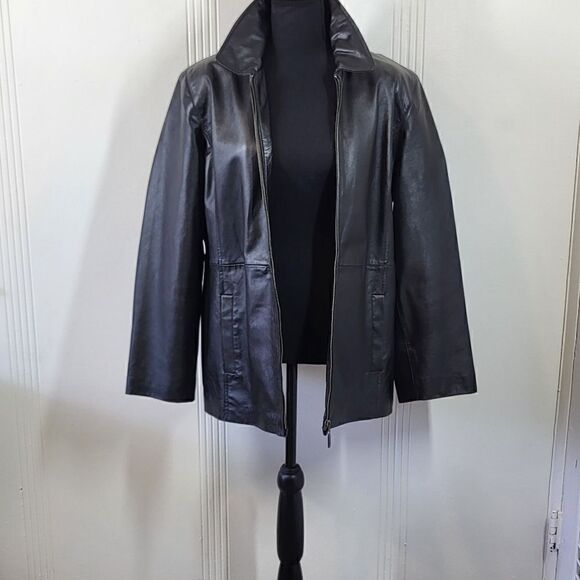 Style & Co. Women's Black Leather Jacket - Picture 1 of 9